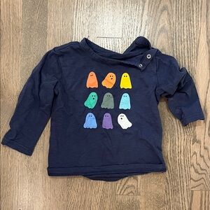 Primary Navy Blue Long Sleeve Shirt with Colorful Ghosts